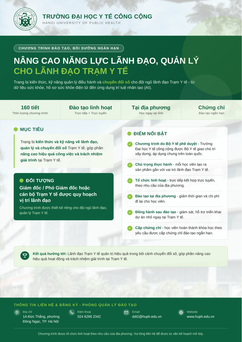 Đào tạo quản lý Trạm Y tế theo chuẩn Bộ Y tế: Tiên phong chuẩn hóa năng lực lãnh đạo y tế cơ sở trong kỷ nguyên số